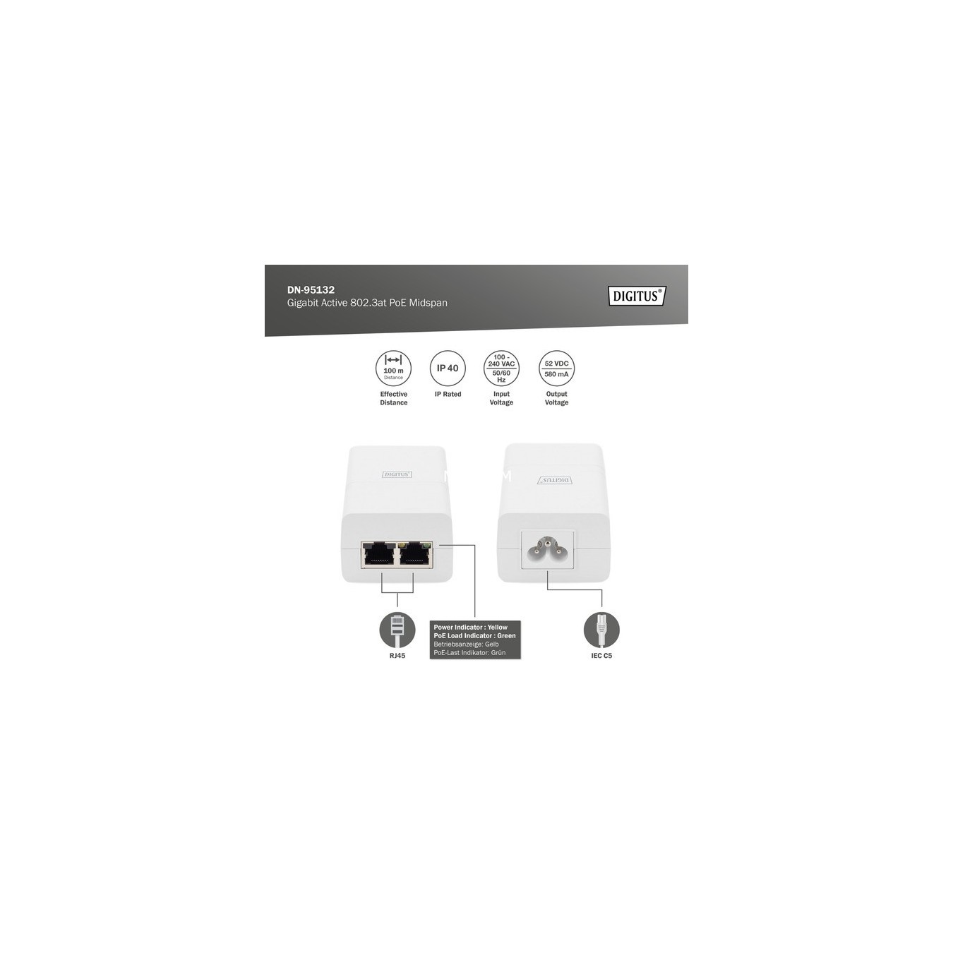 Gigabit Active 802.3at PoE Midspan, PoE Injector — Buy in Cyprus with Fast Delivery — Armenius Store Cyprus