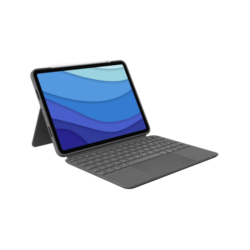 Logitech Combo Touch - iPad Pro 11 (1st/2nd/3rd Gen) - Oxford Gray, German QWERTZ Keyboard, Trackpad, Smart Connector