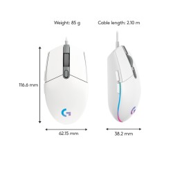 Buy Logitech G203 Gaming Mouse - 910-005797 - Wired USB-A, White, 8000 DPI, RGB,... in Cyprus, Nicosia, Limassol, Larnaka, Pafos