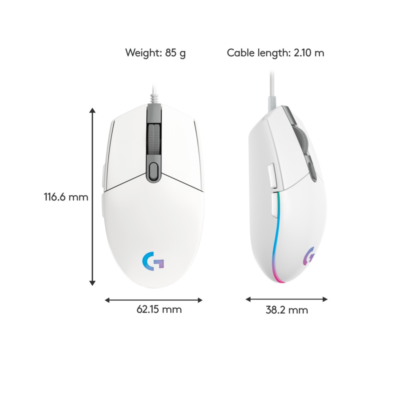 Logitech G203 Gaming Mouse - 910-005797 - Wired USB-A, White, 8000 DPI, RGB, 6 Buttons — Buy in Cyprus with Fast Delivery