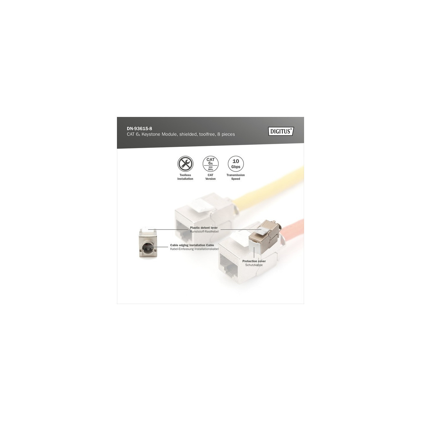 CAT 6A Keystone module shielded tool-free 8 pieces - keystone module — Buy in Cyprus with Fast Delivery