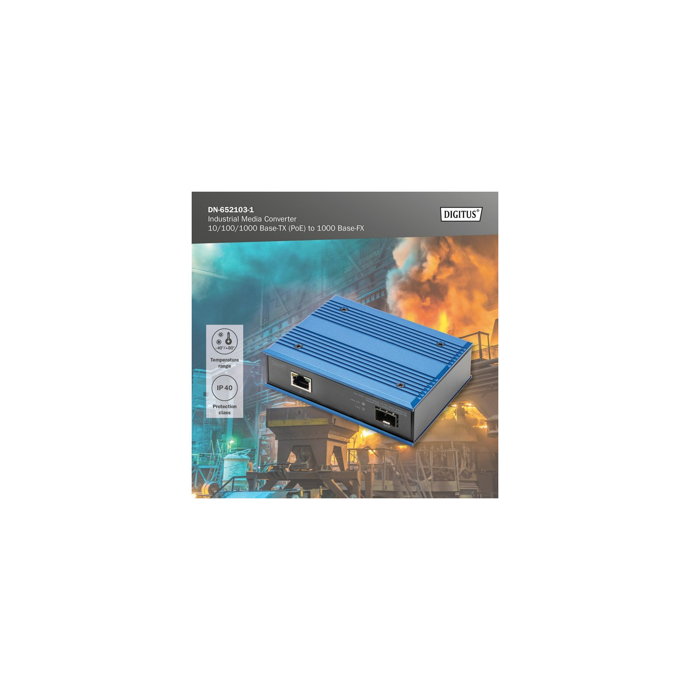 10 100 1000 Base-TX to 1000 Base-FX Industrial Media Converter - 10 100 1000 Base-TX to 1000 Base-FX