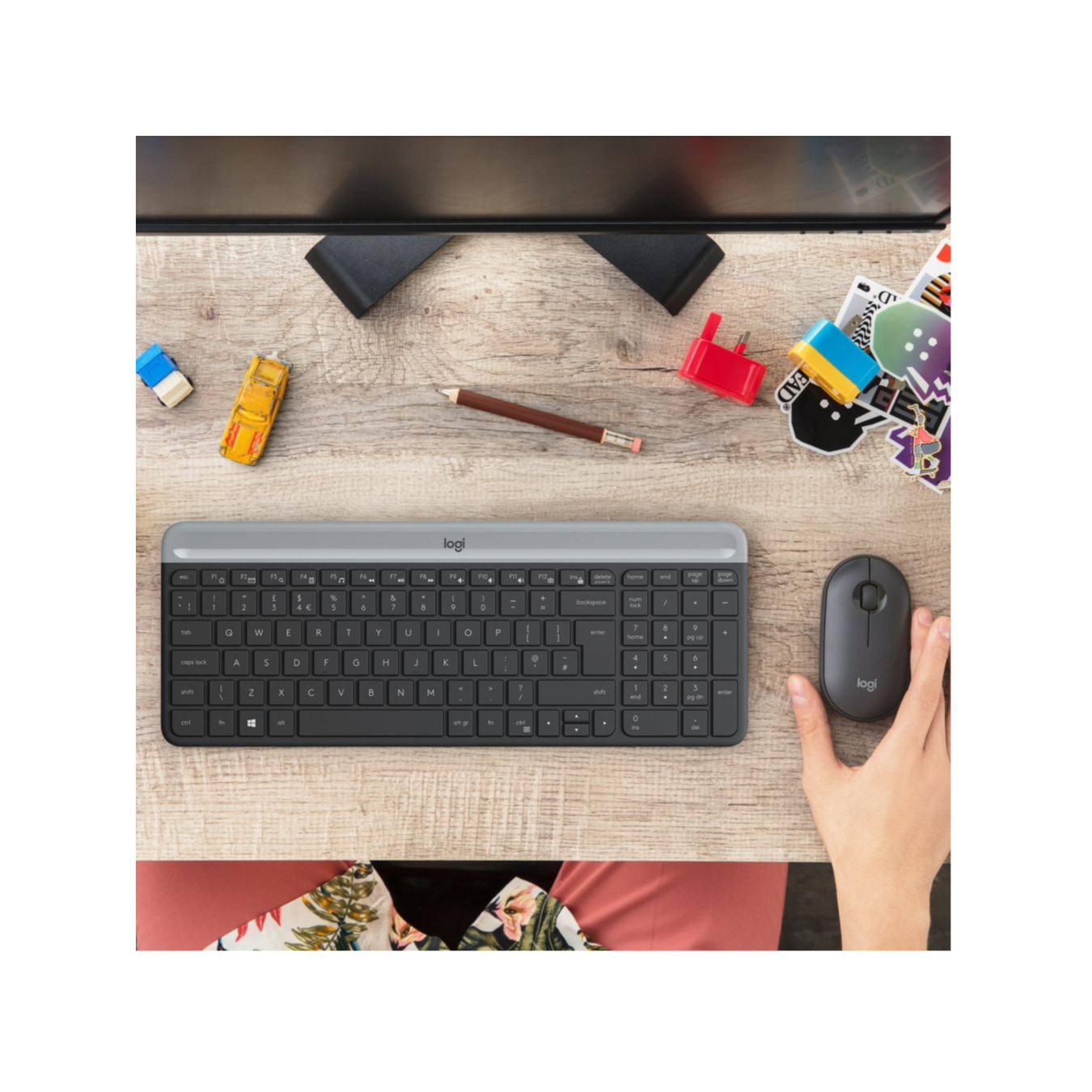 Logitech MK470 Slim Wireless Keyboard & Mouse Combo - 920-009204 - Graphite, US International (QWERTY), 2.4 GHz