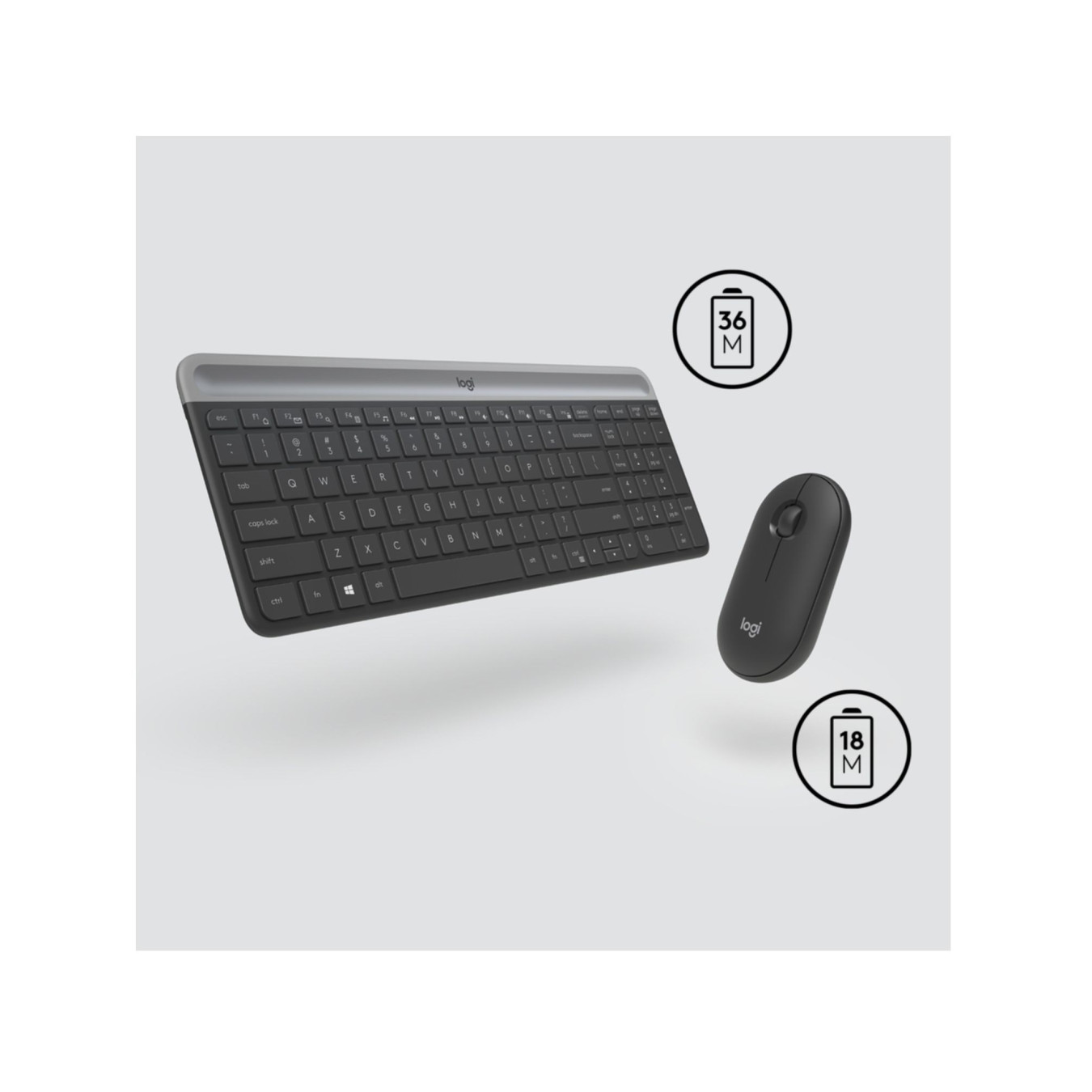 Logitech MK470 Slim Wireless Keyboard & Mouse Combo - 920-009204 - Graphite, US International (QWERTY), 2.4 GHz