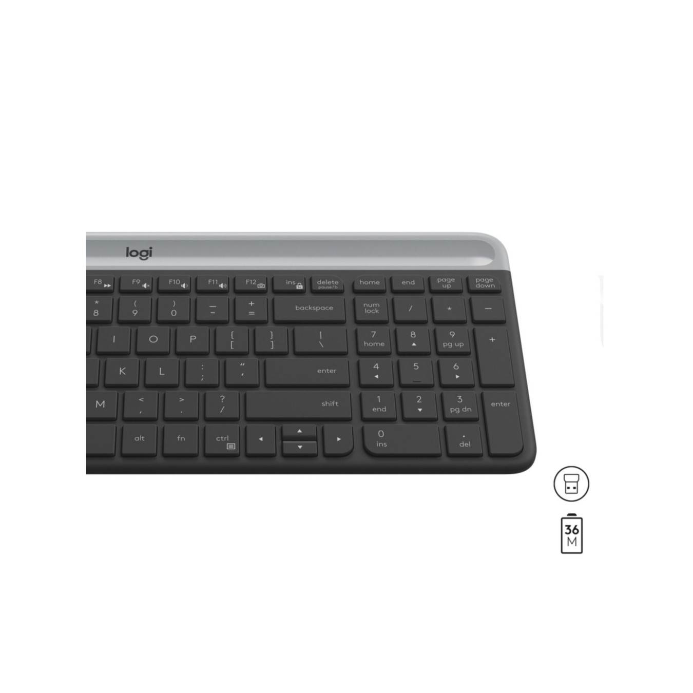 Logitech MK470 Slim Wireless Keyboard & Mouse Combo - 920-009204 - Graphite, US International (QWERTY), 2.4 GHz