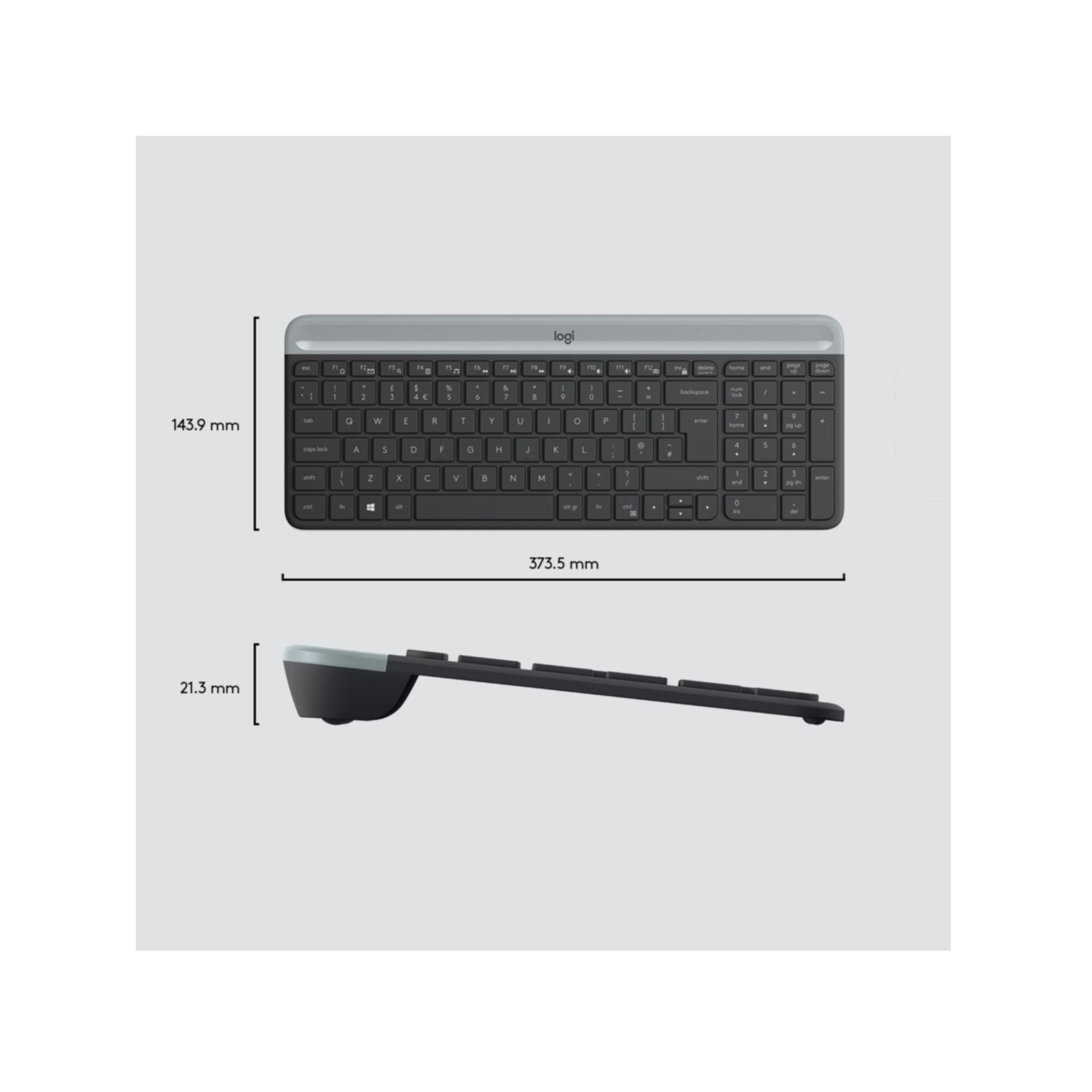 Logitech MK470 Slim Wireless Keyboard & Mouse Combo - 920-009204 - Graphite, US International (QWERTY), 2.4 GHz
