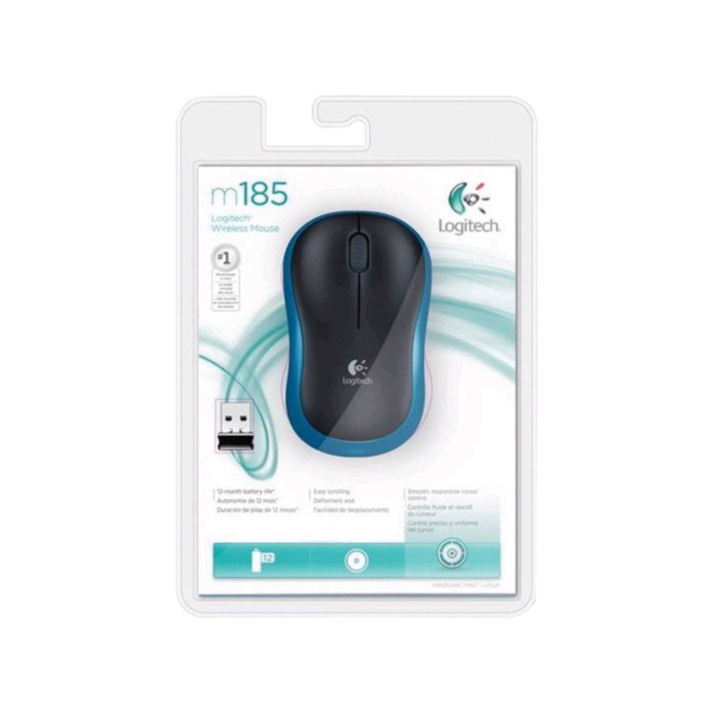 Logitech M185 Wireless Mouse - 910-002239 - Ambidextrous, Blue/Black (Boxed) — Buy in Cyprus with Fast Delivery