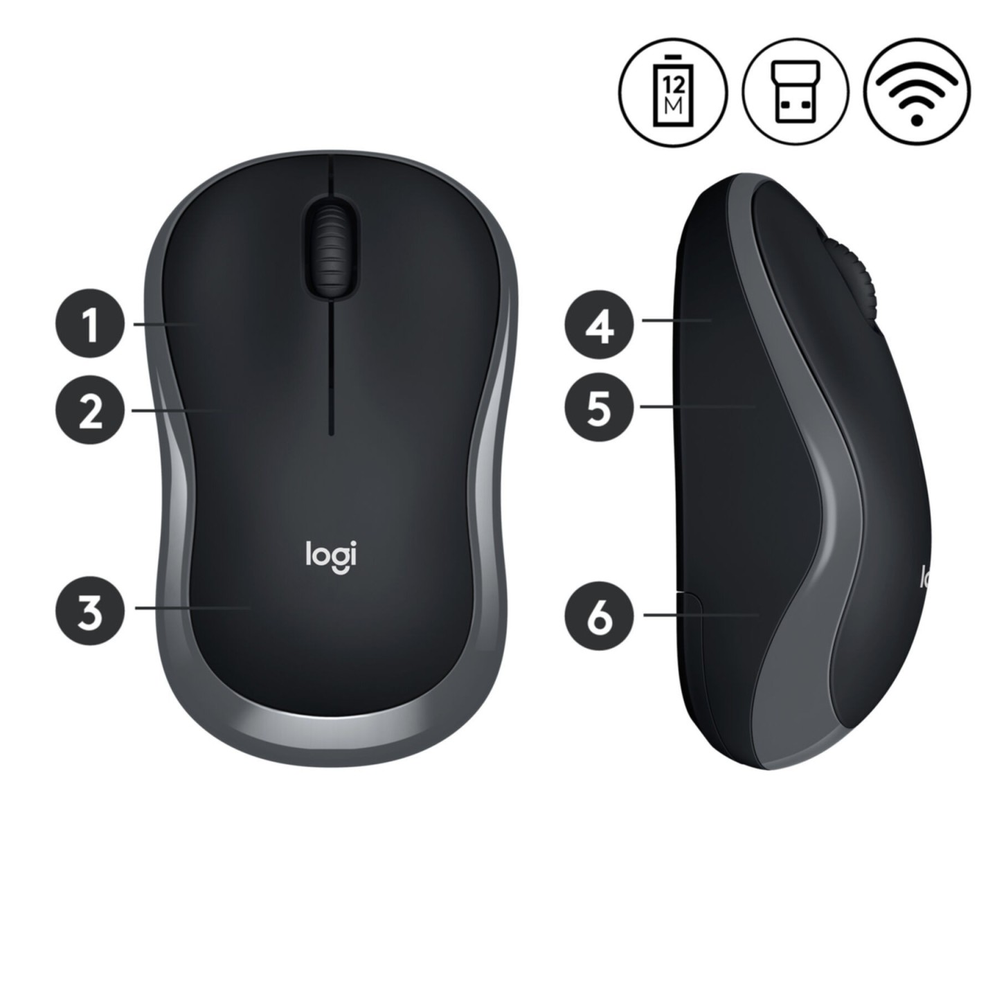 Logitech M185 910-002238 Wireless Ambidextrous Mouse Grey 1000 DPI (Boxed) — Buy in Cyprus with Fast Delivery