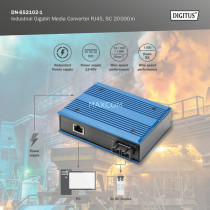 Industrial Gigabit media converter RJ45, SC 20 km — Buy in Cyprus with Fast Delivery
