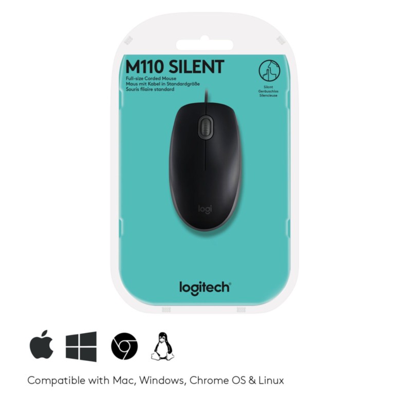 Buy Logitech M110 Silent Mouse - 910-005508 - Black, Wired USB Type-A, Ambidextr... in Cyprus, Nicosia, Limassol, Larnaka, Pafos