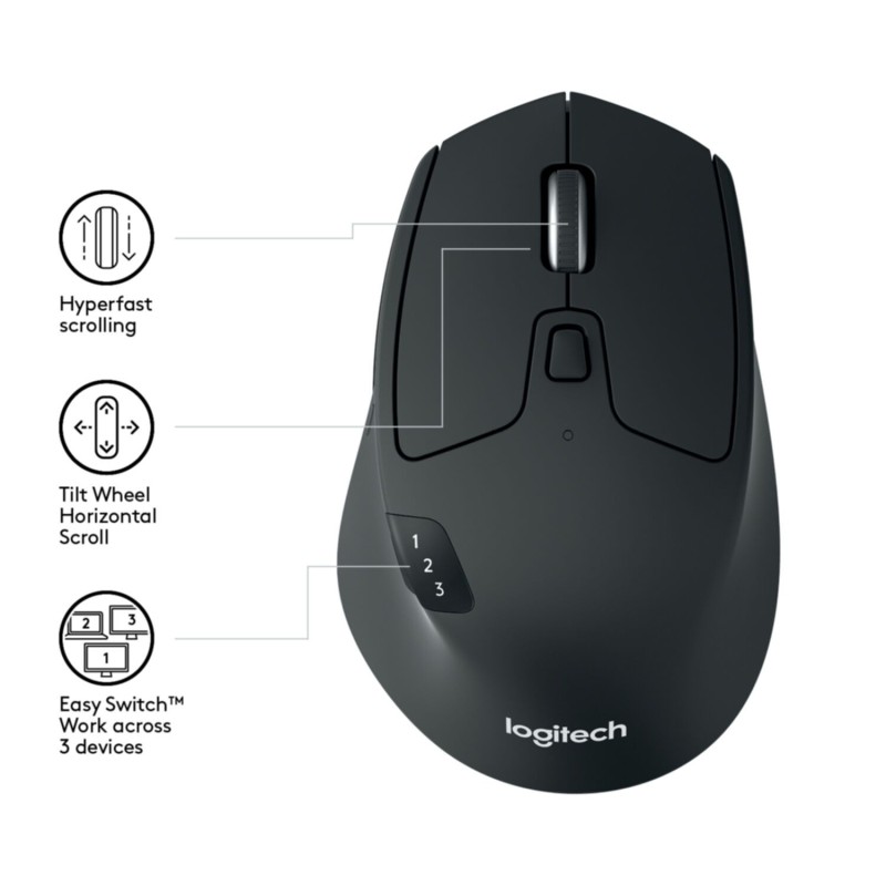 Buy Logitech M720 Triathlon Mouse - Black, Right-Hand, RF 2.4GHz + Bluetooth, 10... in Cyprus, Nicosia, Limassol, Larnaka, Pafos