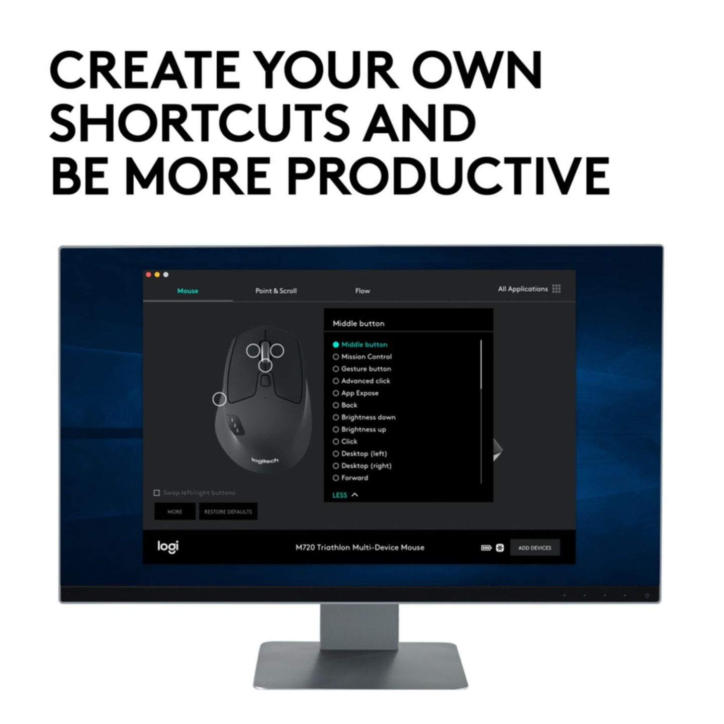 Logitech M720 Triathlon Wireless Mouse - Black, Right-Hand, 2.4GHz + Bluetooth (Blister) — Buy in Cyprus with Fast Delivery