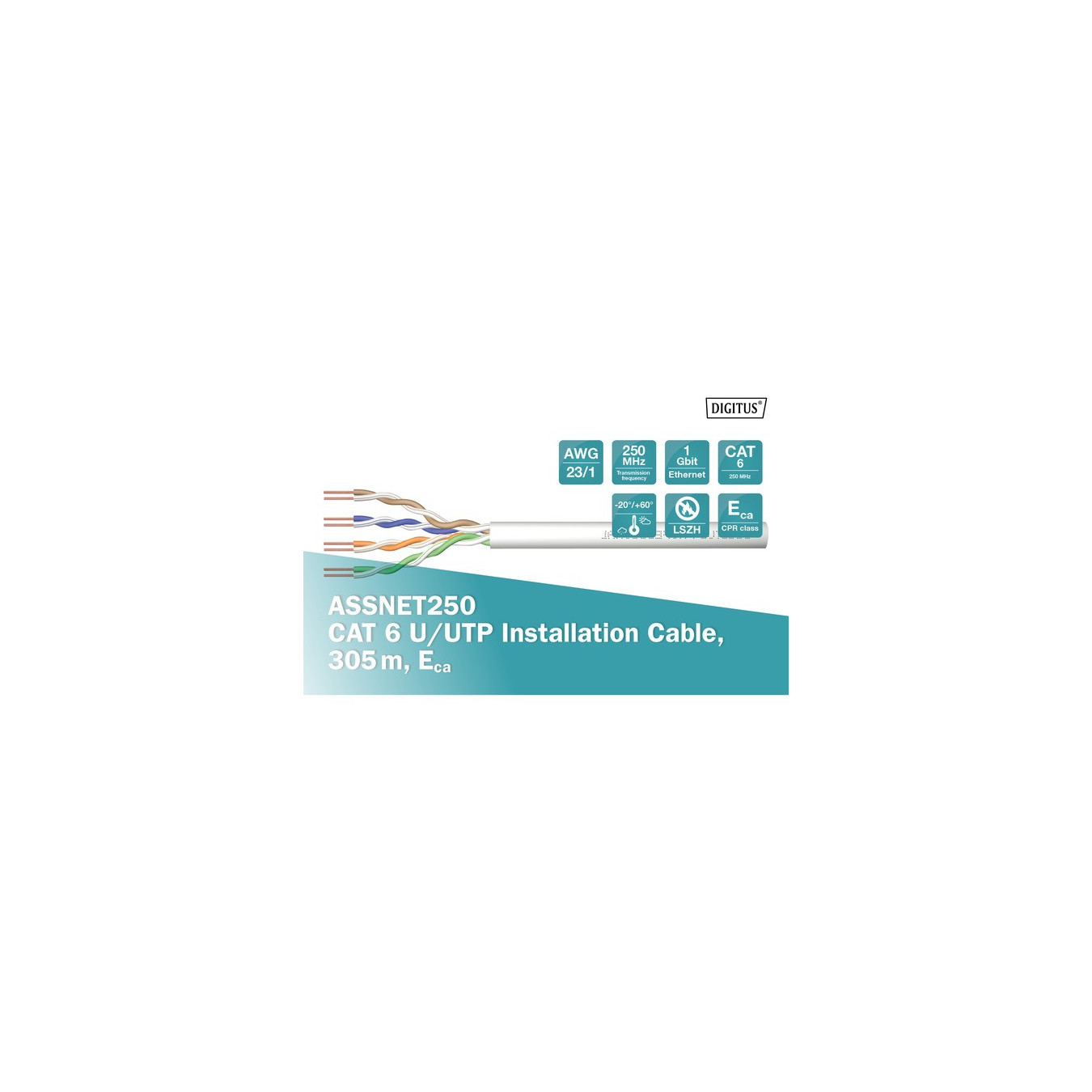 Professional ASSNET250 Cat.6 U UTP Simplex cable, Eca — Buy in Cyprus with Fast Delivery