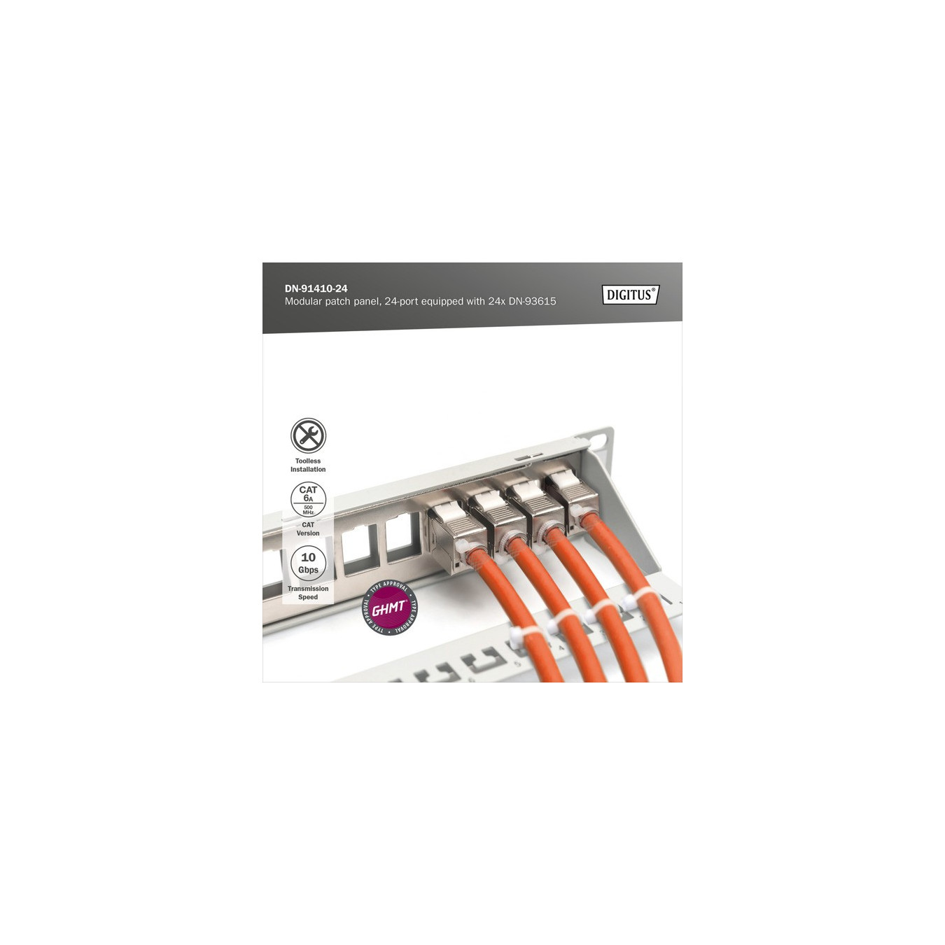 Modular patch panel, 24-port, equipped with 24x DN-93615 — Buy in Cyprus with Fast Delivery