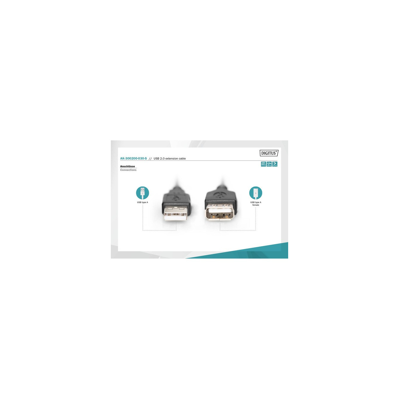 USB 2.0 extension cable, USB-A male to USB-A female — Buy in Cyprus with Fast Delivery