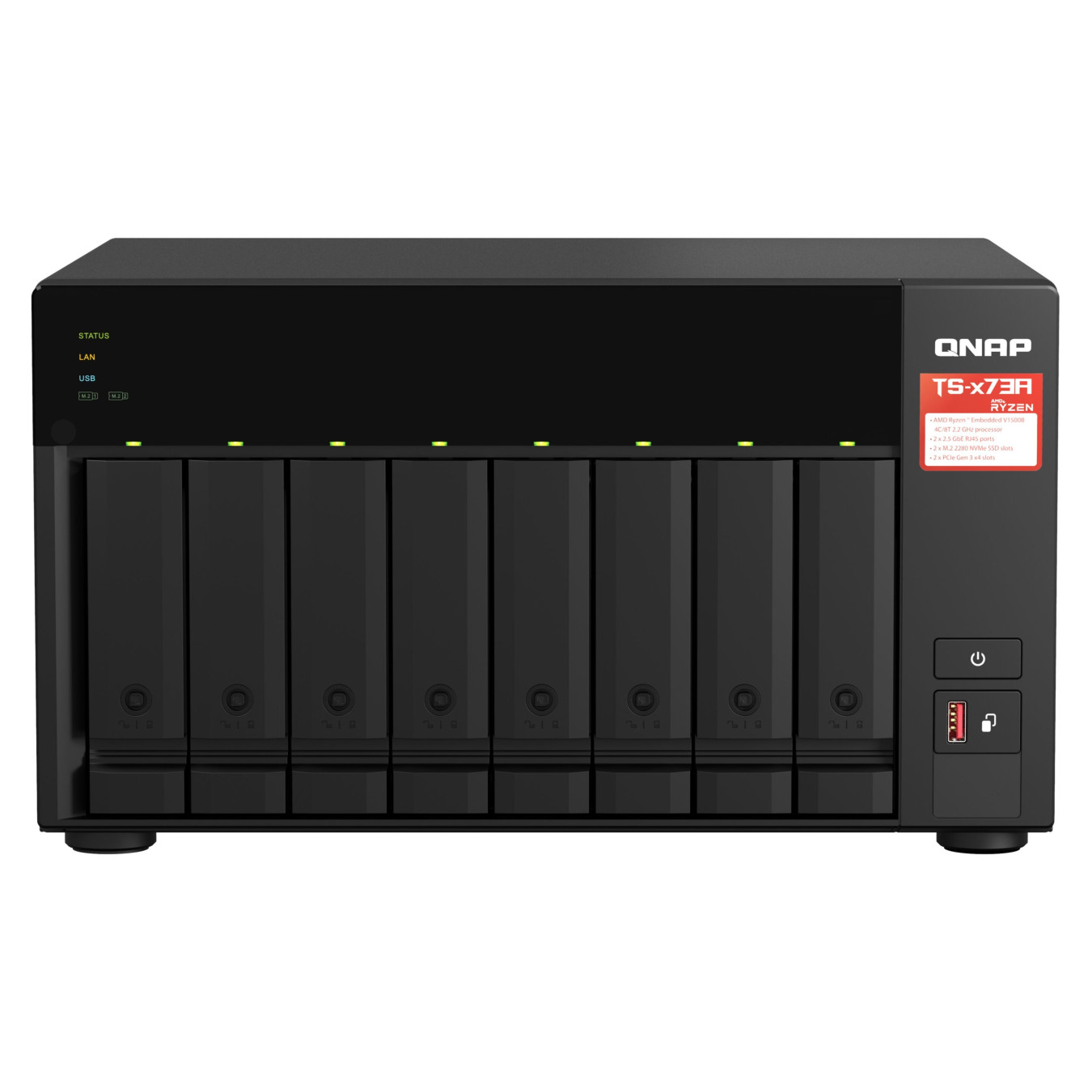QNAP TS-873A-8G NAS Server - 8-Bay, AMD Ryzen V1500 2.2GHz Quad-Core, 8GB RAM, USB-C — Buy in Cyprus with Fast Delivery