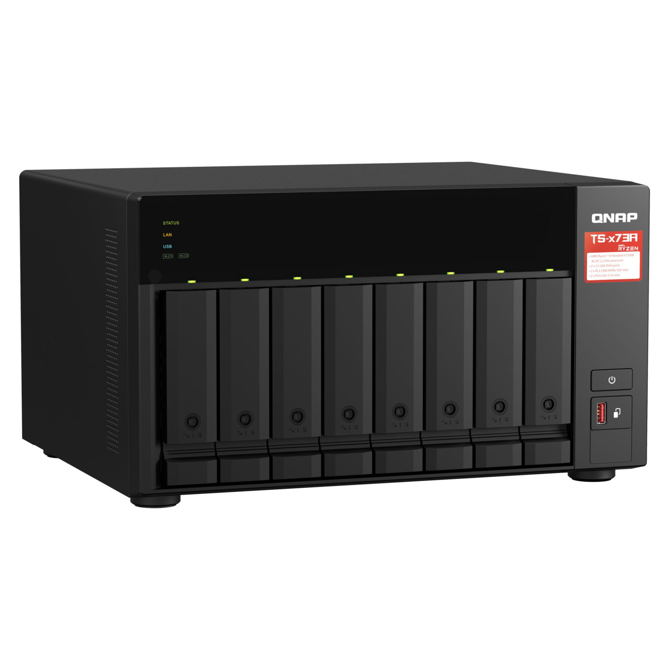 QNAP TS-873A-8G NAS Server - 8-Bay, AMD Ryzen V1500 2.2GHz Quad-Core, 8GB RAM, USB-C — Buy in Cyprus with Fast Delivery