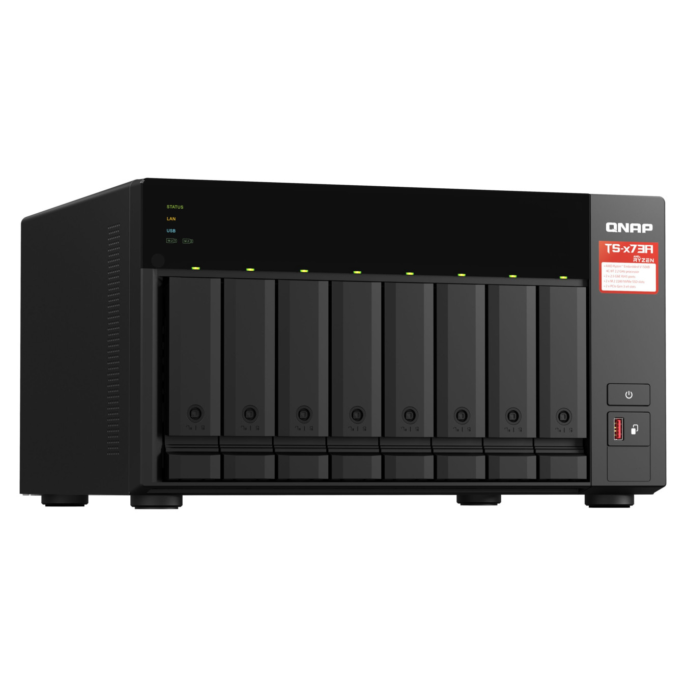 QNAP TS-873A-8G NAS Server - 8-Bay, AMD Ryzen V1500 2.2GHz Quad-Core, 8GB RAM, USB-C — Buy in Cyprus with Fast Delivery