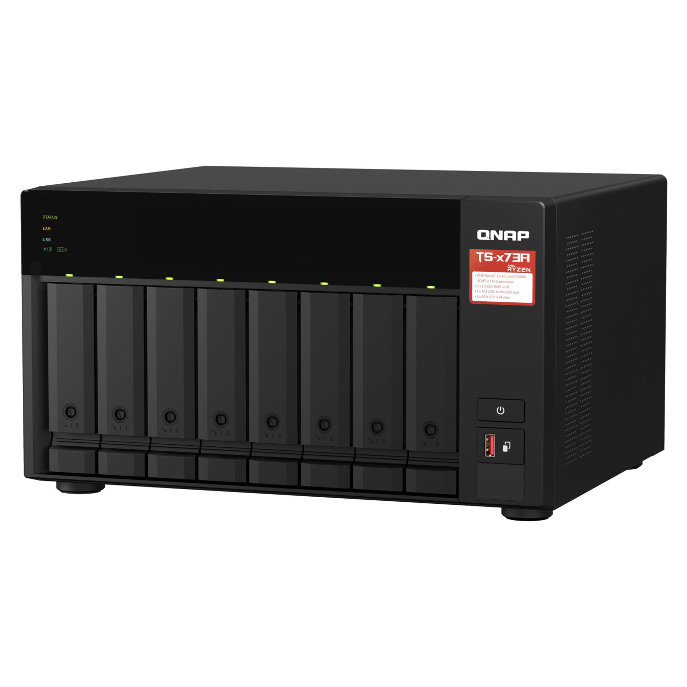 QNAP TS-873A-8G NAS Server - 8-Bay, AMD Ryzen V1500 2.2GHz Quad-Core, 8GB RAM, USB-C — Buy in Cyprus with Fast Delivery