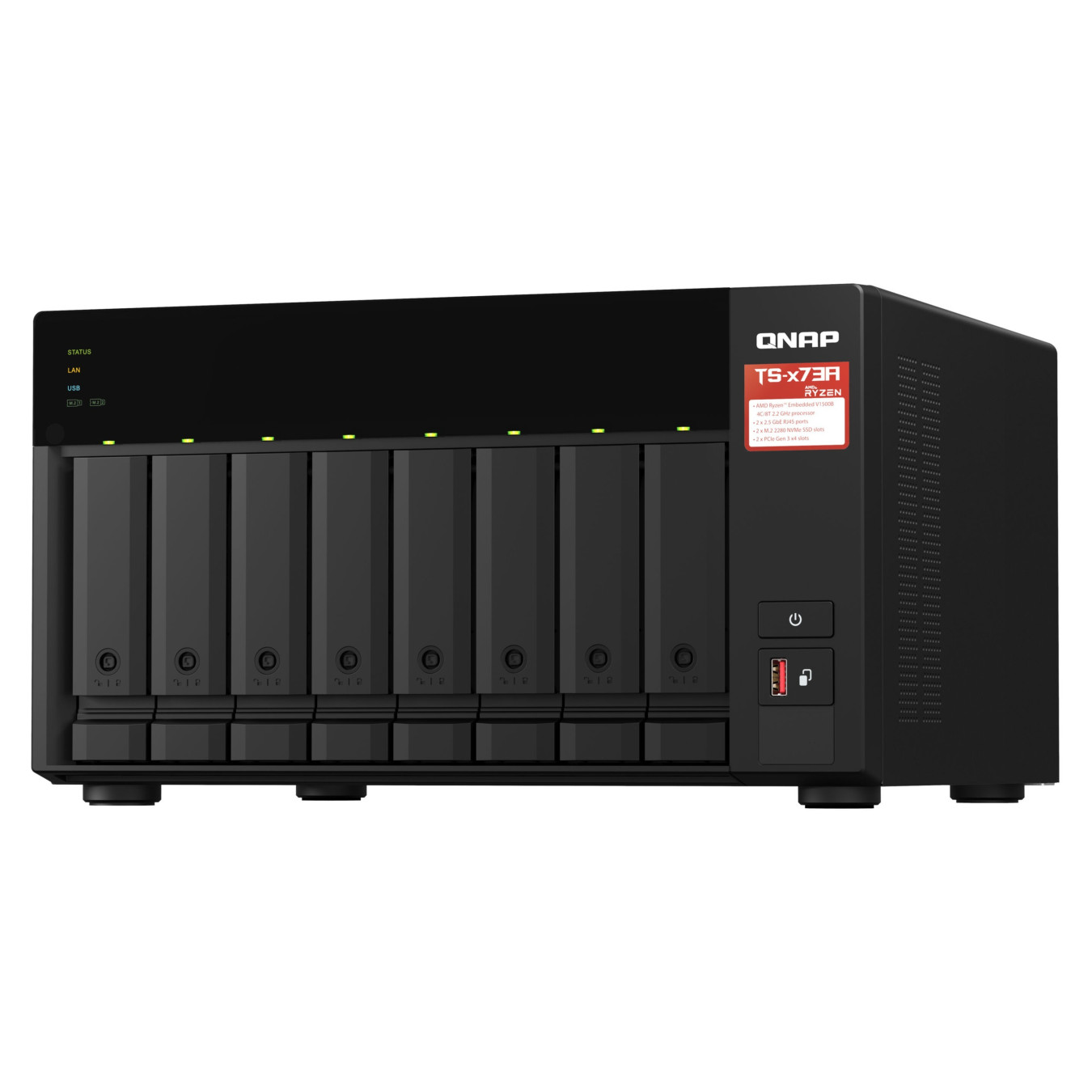 QNAP TS-873A-8G NAS Server - 8-Bay, AMD Ryzen V1500 2.2GHz Quad-Core, 8GB RAM, USB-C — Buy in Cyprus with Fast Delivery