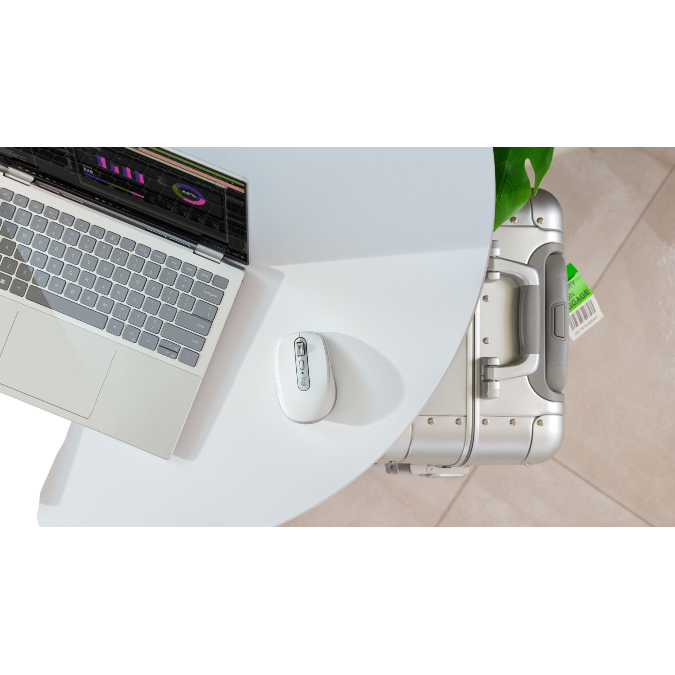 Logitech MX Anywhere 3S - 910-006930 - Compact Right-Hand Wireless Mouse, White/Grey, 8000 DPI, Silent Click, USB-C