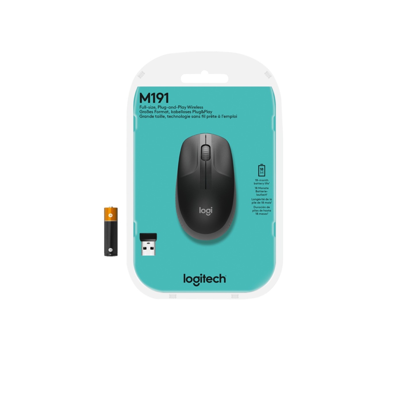 Logitech M190 Wireless Mouse - 910-005905 - Charcoal, Ambidextrous, 1000 DPI (Boxed) — Buy in Cyprus with Fast Delivery