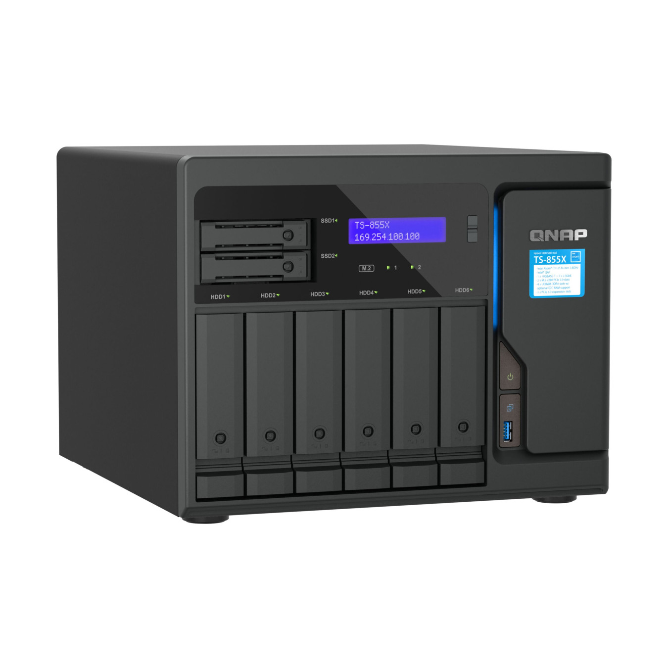 NAS Server QNAP TS-855X-8G - 8-Bay Black, Intel Atom C5125 2.8GHz, 8GB DDR4 ECC, 2x M.2, 10GbE-ready