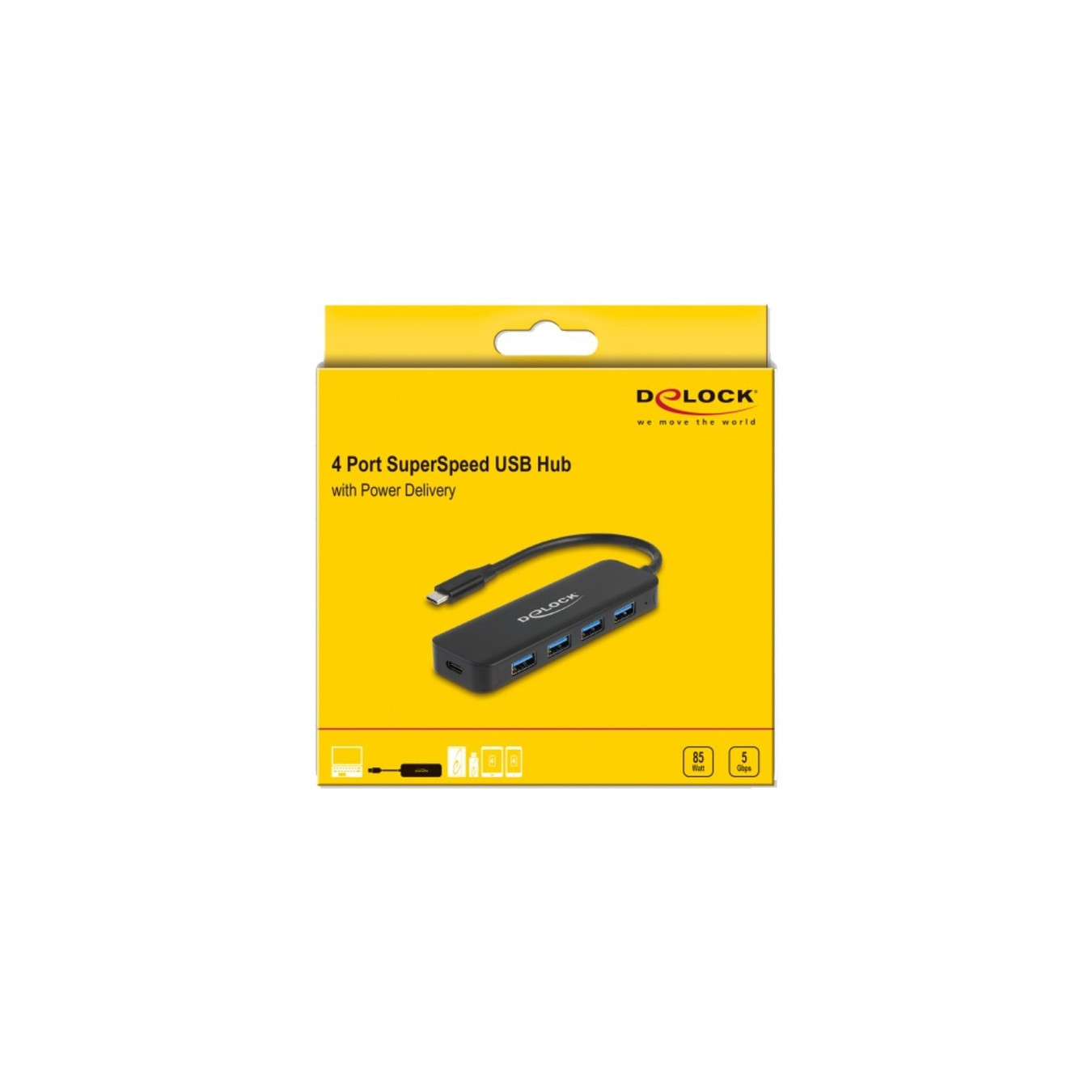 USB Type-C Hub 4 Port USB 3.2 Gen 1 mit Power Delivery 85 Watt, USB-Hub — Buy in Cyprus with Fast Delivery