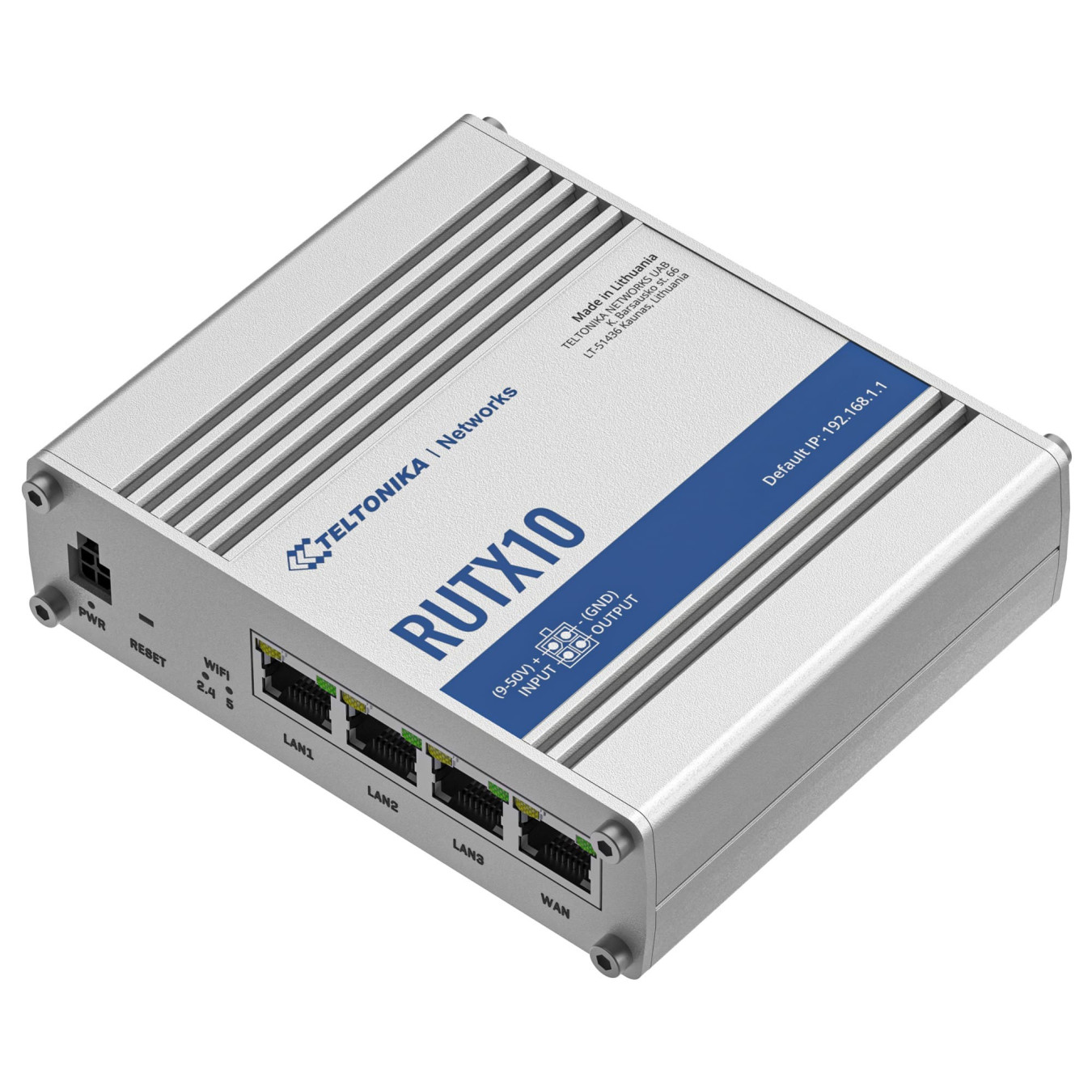 Teltonika RUTX10 - Dual-band Wi-Fi 5 Router, 4x Gigabit LAN, USB 2.0, 256MB RAM, ARM Cortex-A7 717MHz, Grey