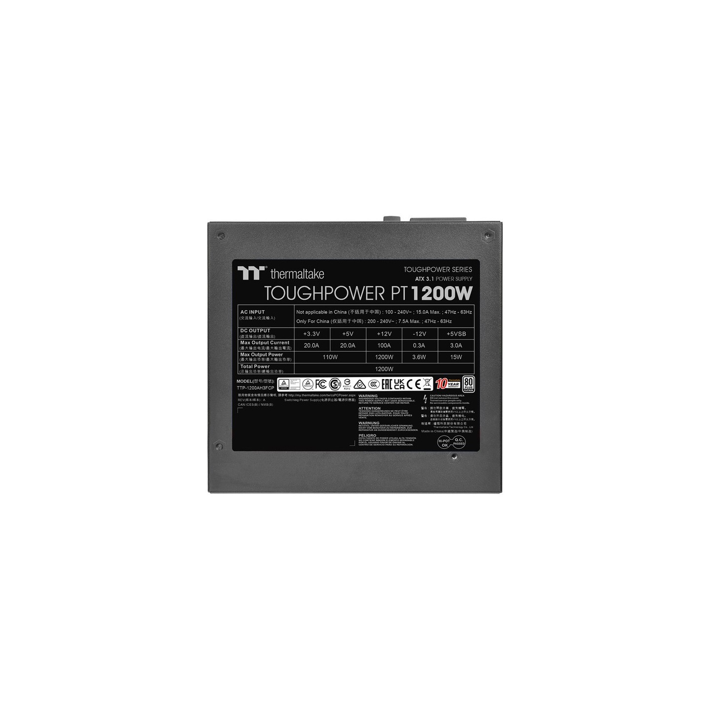 Thermaltake Toughpower PT 1200W - 80 PLUS Platinum ATX 3.1 PCIe 5.1 Fully Modular PSU - PS-TPP-1200FNFAPE-1 (Boxed)