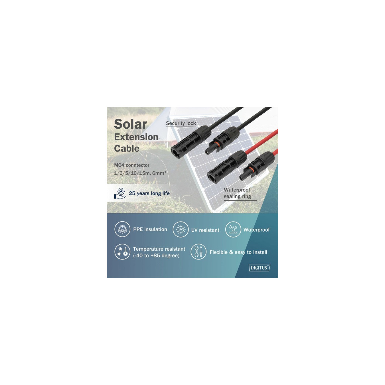 Solar cable extension Ø 6mm2 PV 1,500Volt — Buy in Cyprus with Fast Delivery