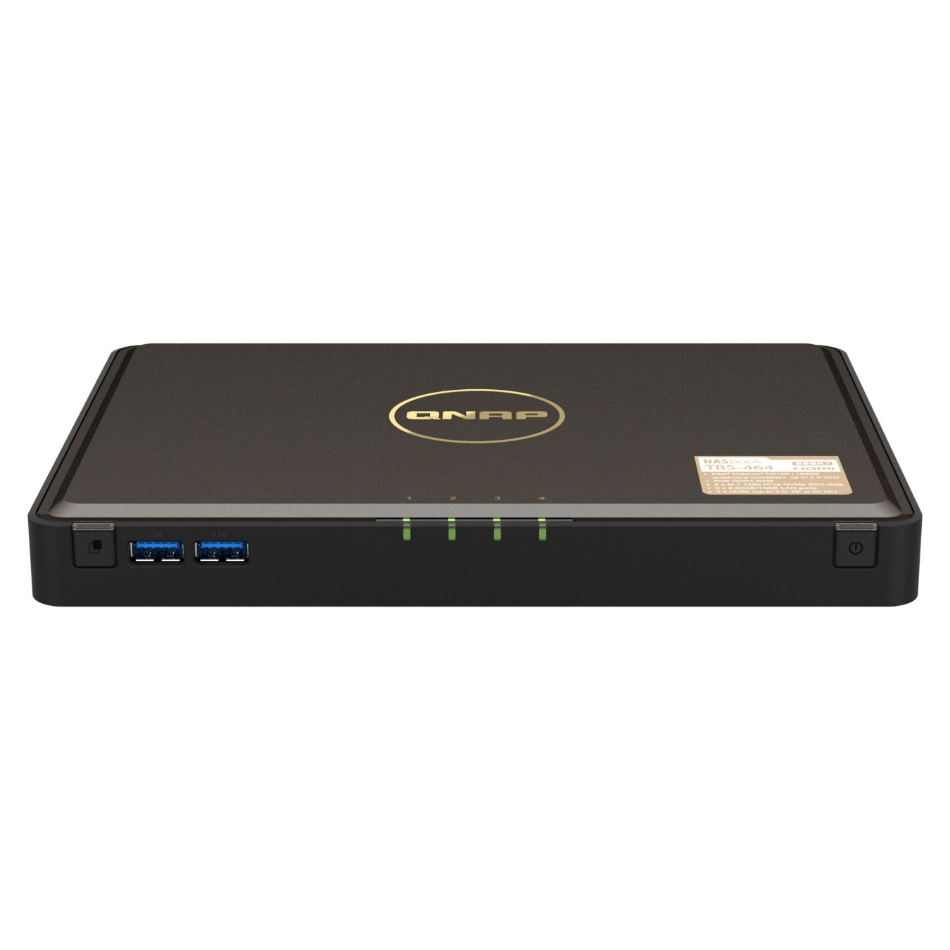 QNAP TBS-464 NASbook - 4-Bay M.2 SSD NAS - Intel Celeron N5105 2.0–2.9GHz, 8GB DDR4, Black