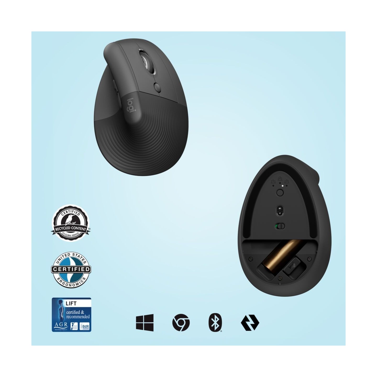 Logitech Lift Vertical Ergonomic Mouse 910-006473 Graphite Silent 4000 DPI (Boxed) — Buy in Cyprus with Fast Delivery