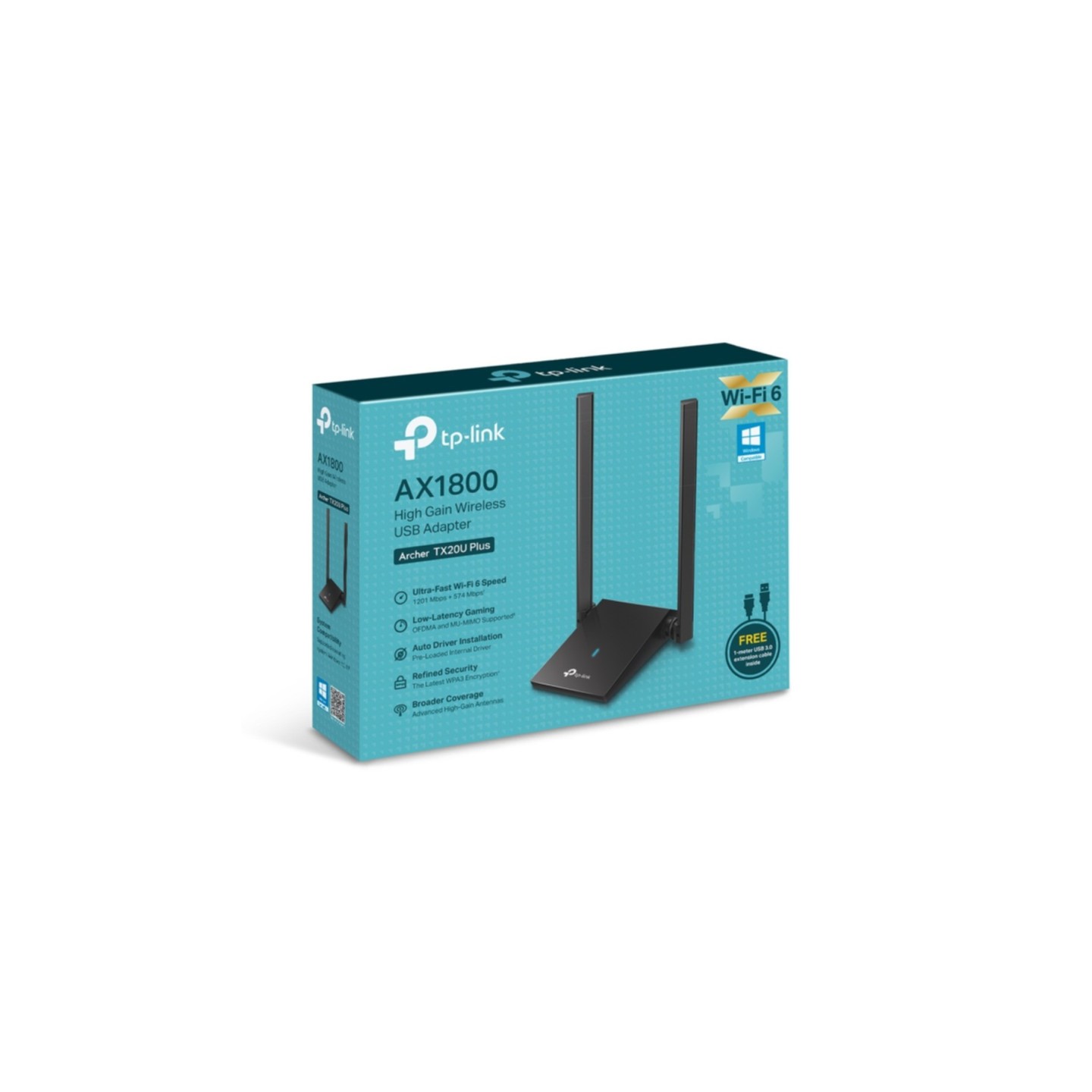 TP-Link Archer TX20U Plus V1 - WiFi 6 USB 3.0 Adapter - Dual-Band, High-Gain Antennas, Up to 1800 Mbps