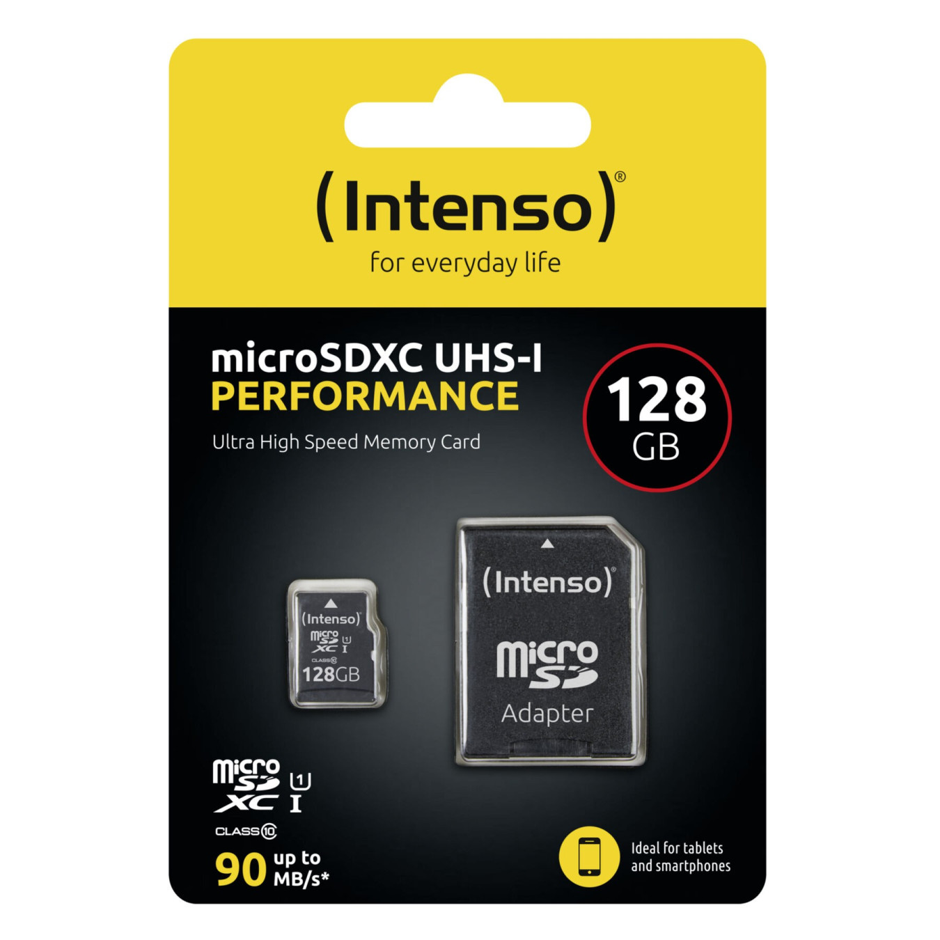 Intenso microSDHC 128GB Performance - Model 3424491 - Black, Class 10 UHS-I (U1) with SD Adapter
