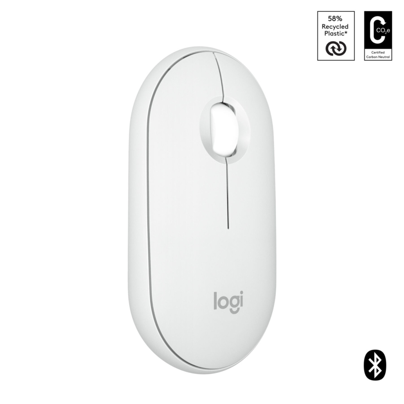 Logitech Pebble 2 M350s - 910-007013 - Wireless Bluetooth & 2.4GHz RF, Ambidextrous Silent Mouse, White, 4000 DPI