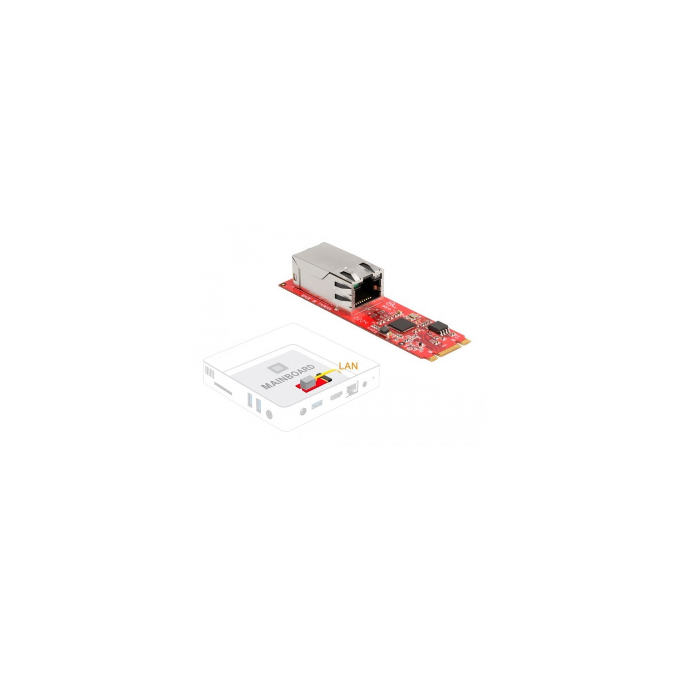 Konverter M.2 Key B+M Stecker zu 1 x RJ45 2,5 Gigabit LAN Port horizontal, LAN-Adapter — Buy in Cyprus with Fast Delivery