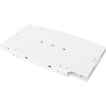 Fiber optic splice cassette for 12 fibers including splice holder for crimp and shrink splice protection, splice box