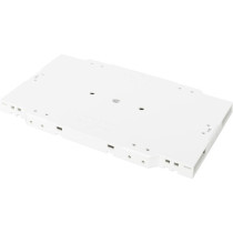 Fiber optic splice cassette for 12 fibers including splice holder for crimp and shrink splice protection, splice box