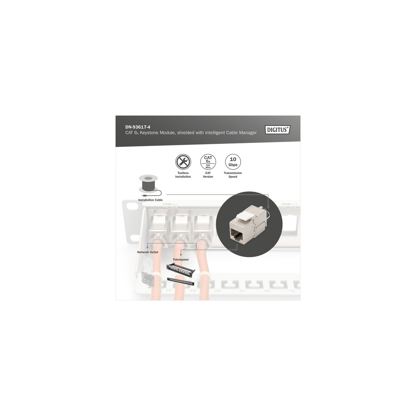 Cat.6a Keystone-Modul, geschirmt — Buy in Cyprus with Fast Delivery