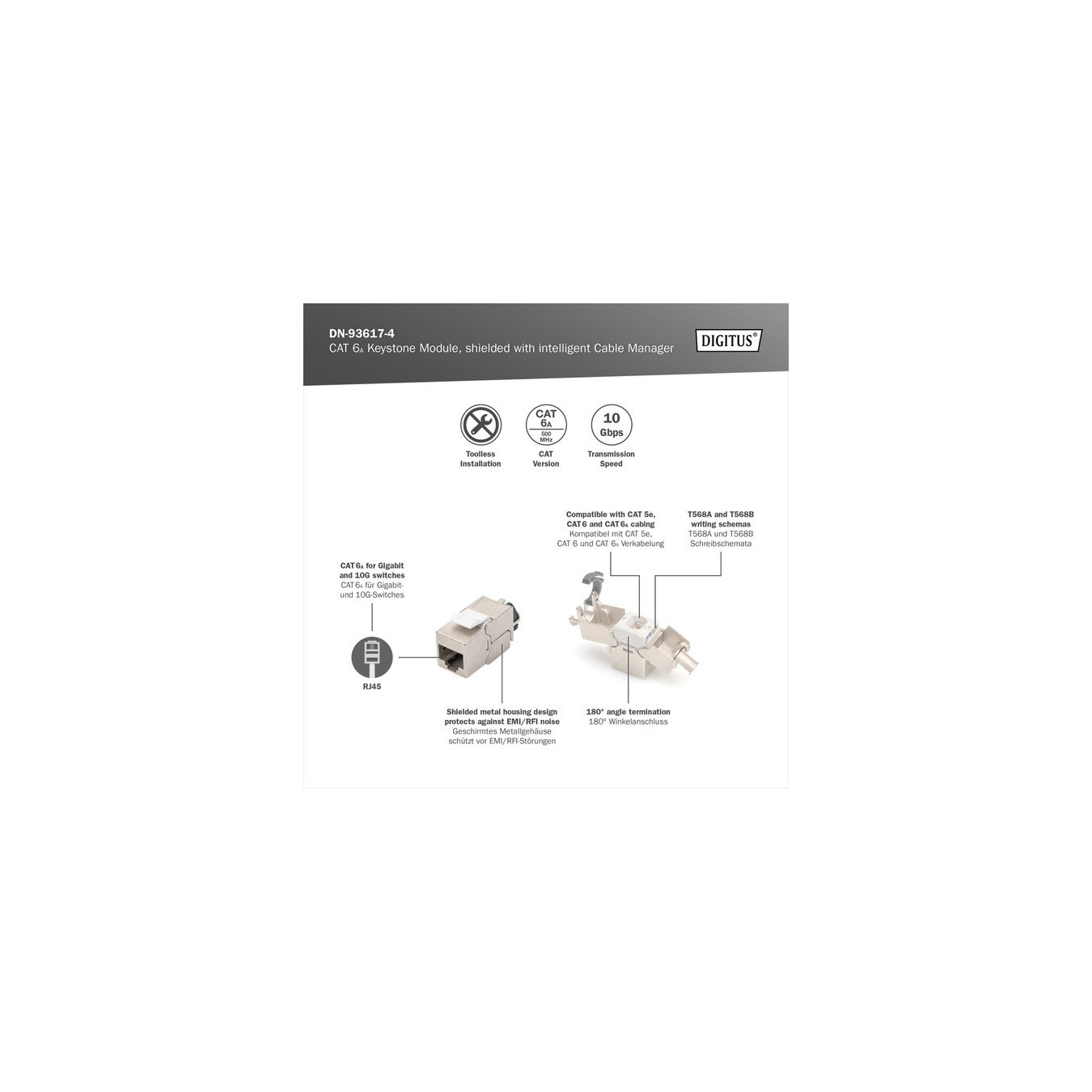 Cat.6a Keystone-Modul, geschirmt — Buy in Cyprus with Fast Delivery