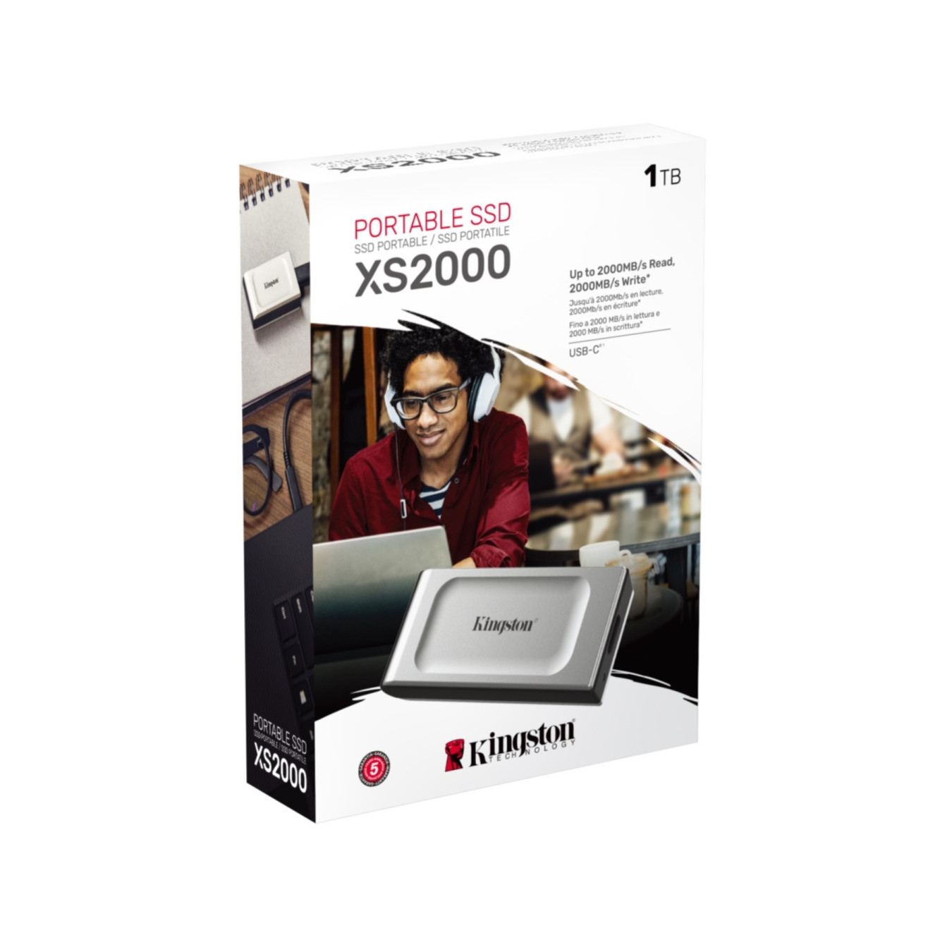 Kingston XS2000 External Portable SSD - 1TB - USB-C 3.2 Gen2, Up to 2000MB/s, Black/Silver — Buy in Cyprus with Fast Delivery