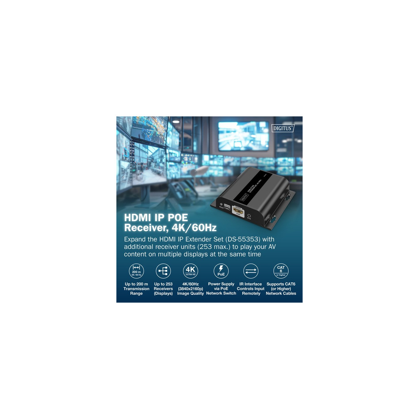 HDMI IP PoE receiver, HDMI extension — Buy in Cyprus with Fast Delivery