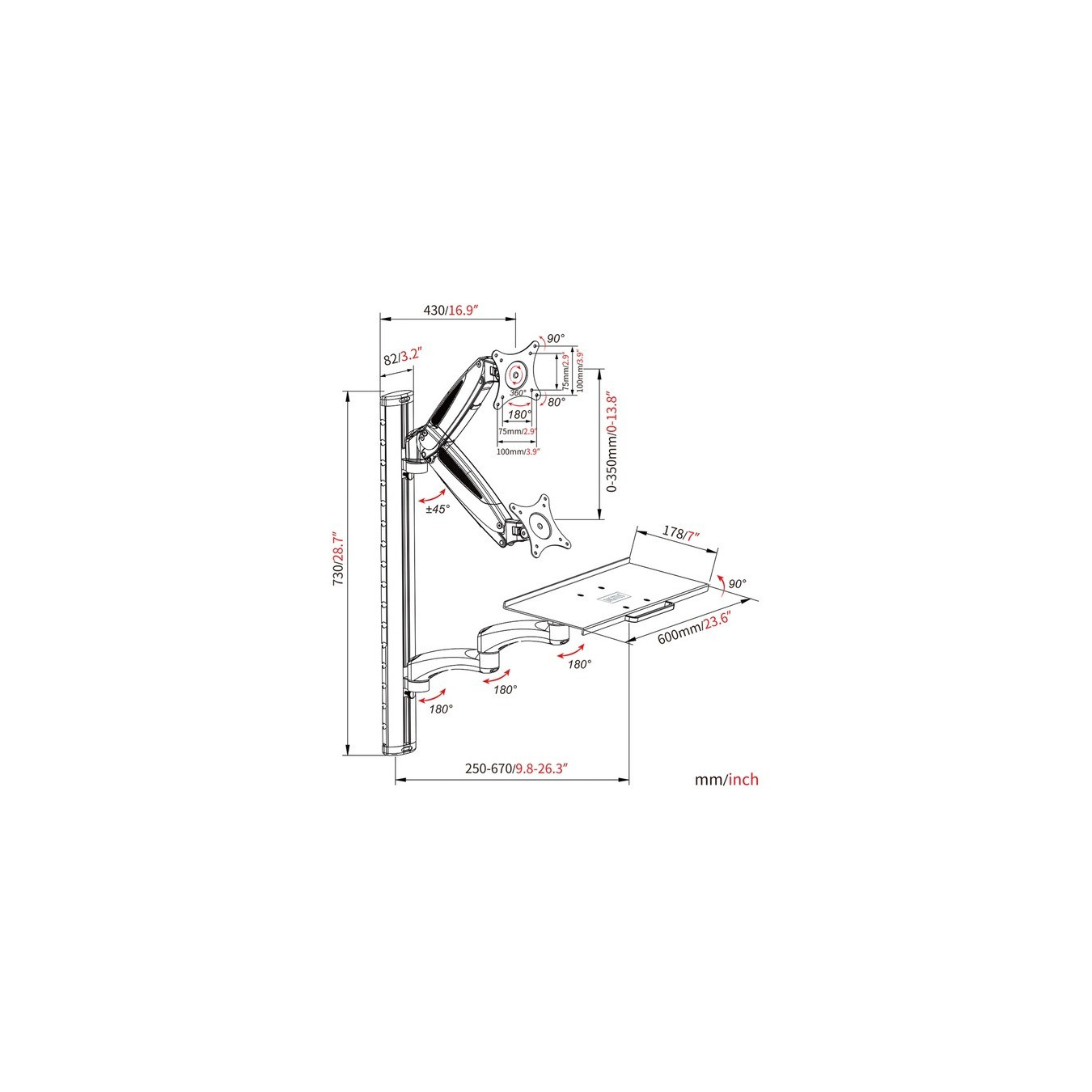 Workstation (monitor, keyboard, mouse) wall mounting, fixing mounting — Buy in Cyprus with Fast Delivery