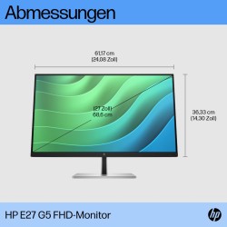 Buy HP E27 G5 Monitor - 6N4E2AA ABB - 27inch FHD IPS, 75Hz, 5ms, HDMI/DisplayPor... in Cyprus, Nicosia, Limassol, Larnaka, Pafos