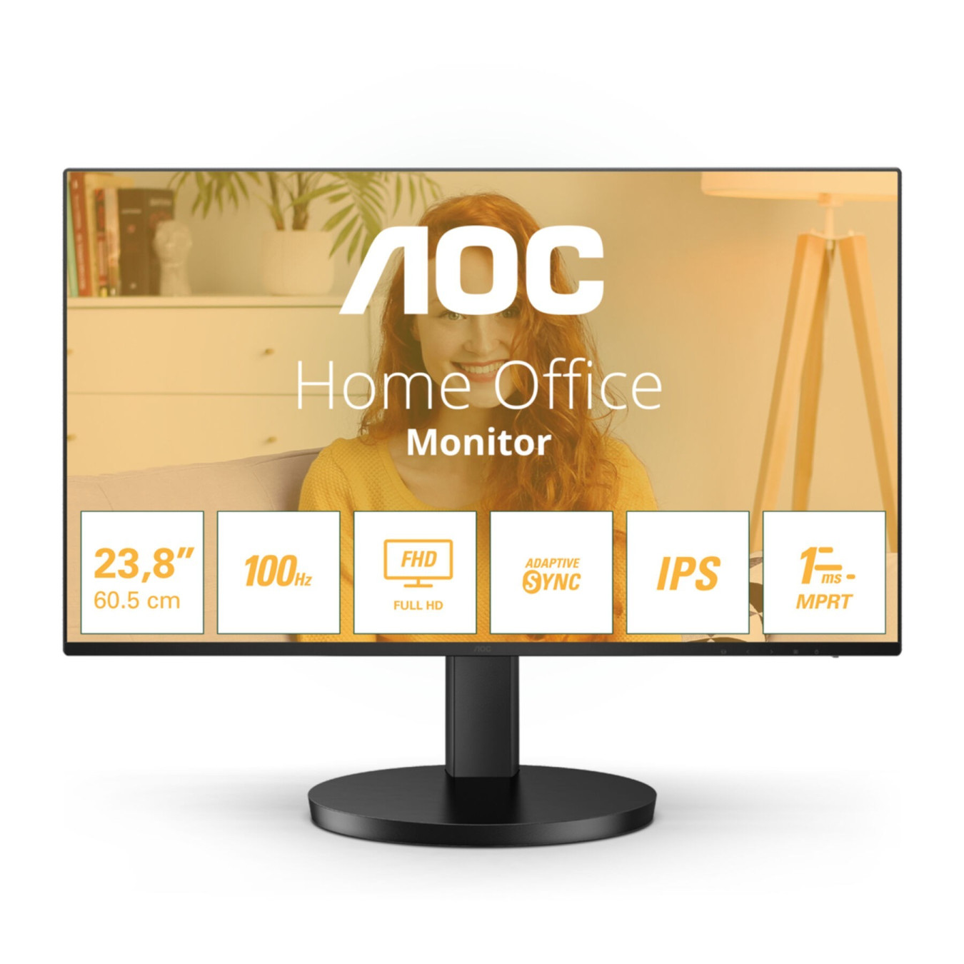 AOC 24B3HA2 - 24" (23.8") FHD IPS Monitor - 100Hz, HDMI & VGA, Built-in 2W Speakers, Slim Bezels