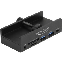 External USB 5 Gbps 3 port hub 2 x USB Type-A, 1 x USB Type-CTM and 2 slot card readers with locking screw, USB hub