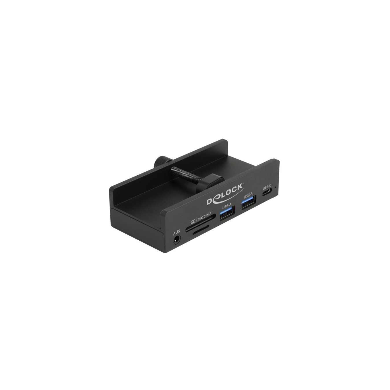 External USB 5 Gbps 3 port hub 2 x USB Type-A, 1 x USB Type-CTM and 2 slot card readers with locking screw, USB hub
