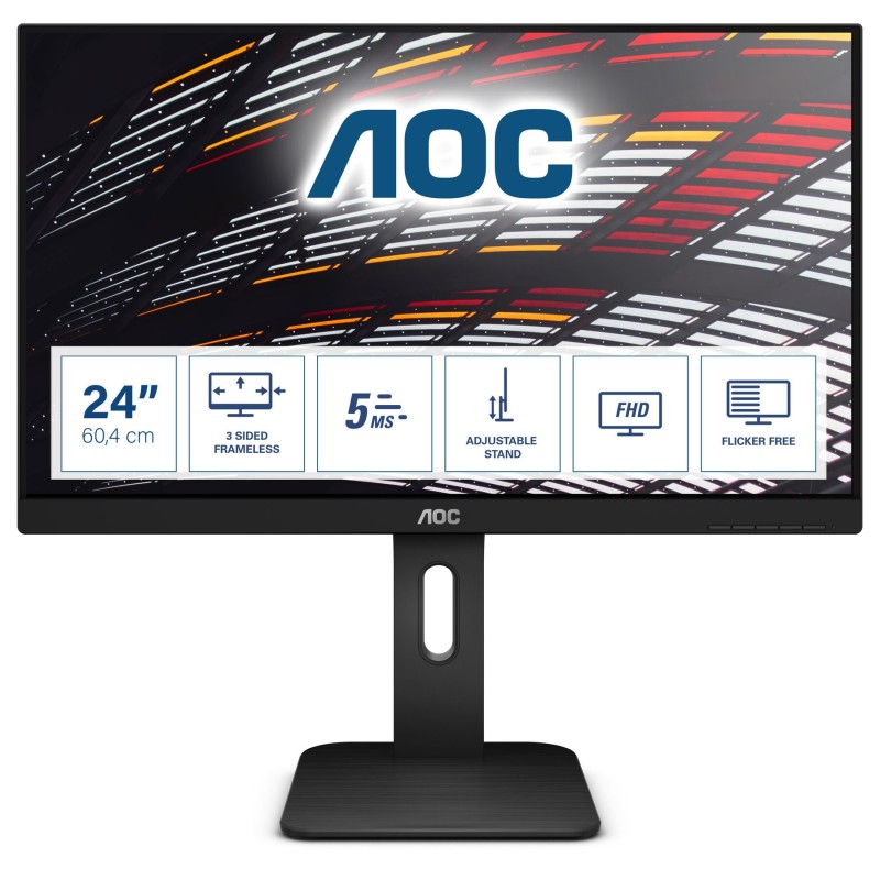 Buy AOC 24P1 - 23.8in Full HD IPS Monitor - Black, HDMI/DVI/VGA/DP, USB 3.2 Hub,... in Cyprus, Nicosia, Limassol, Larnaka, Pafos