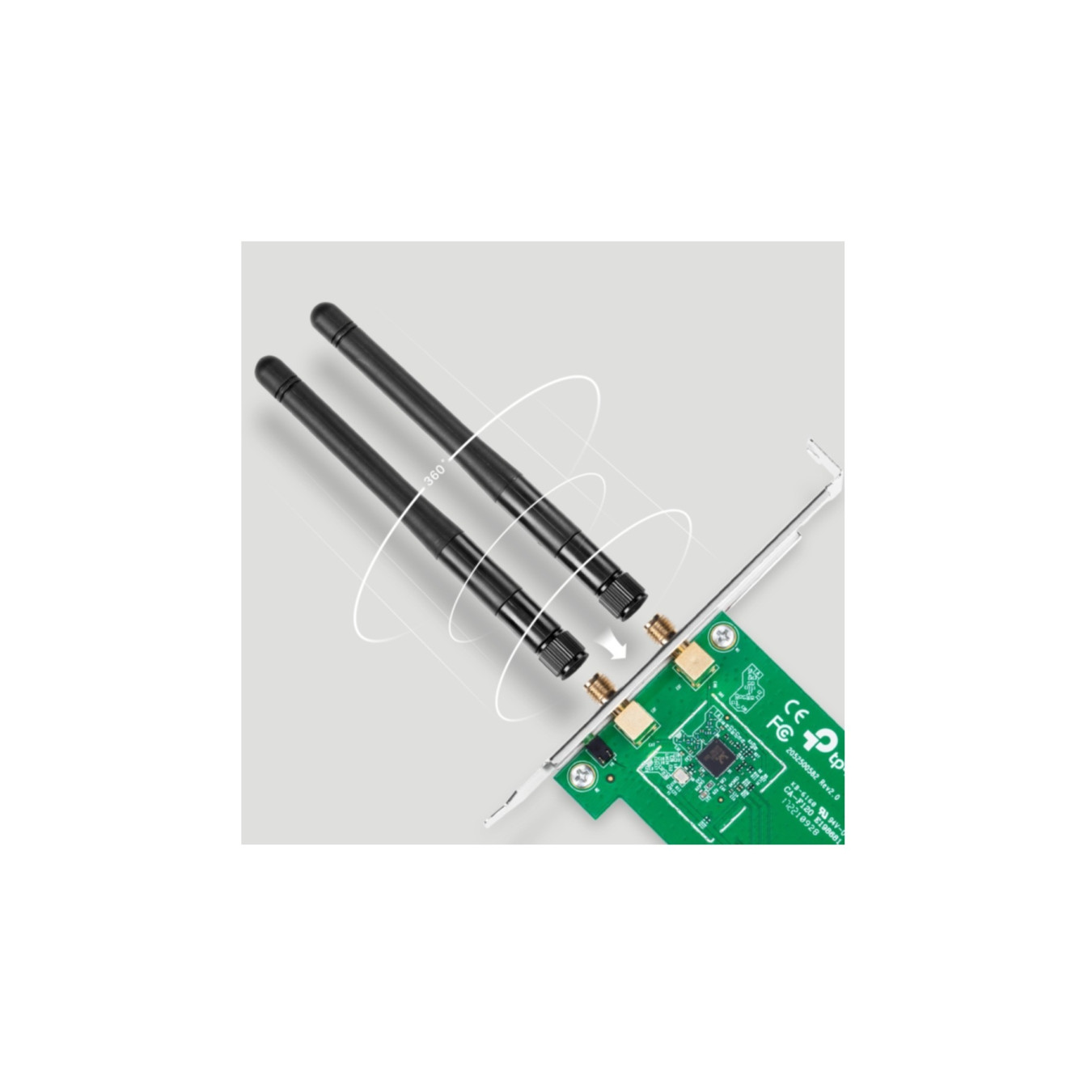 TP-Link Wireless PCI-E Adapter - TL-WN881ND - 300Mbps 2.4GHz, External RP-SMA Antenna, Green